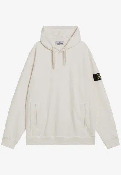 Stone Island Compass Patch Hooded Sweatshirt In White