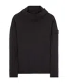 Stone Island Long-sleeved Compass Patch Hoodie In Black