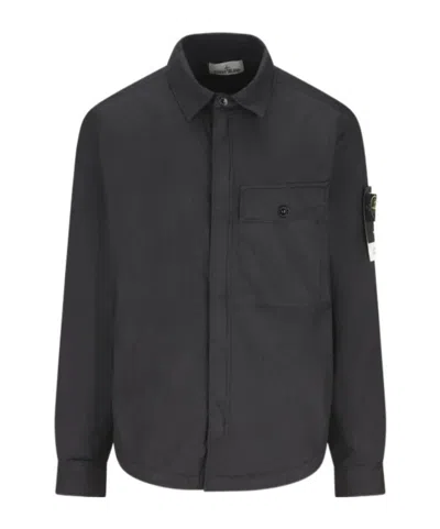 Stone Island Crinkle Coat In Black