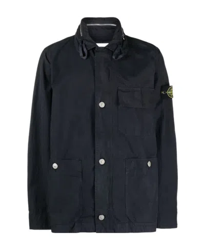 Stone Island Compass-patch Jacket In Blue