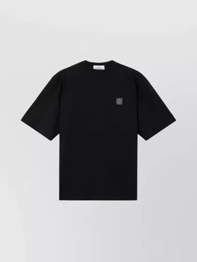 Stone Island Logo Cotton T-shirt In Black