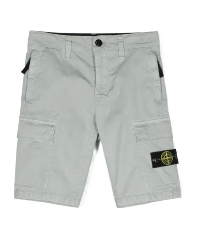 Stone Island Compass-patch Knee-length Cargo Shorts In Gray