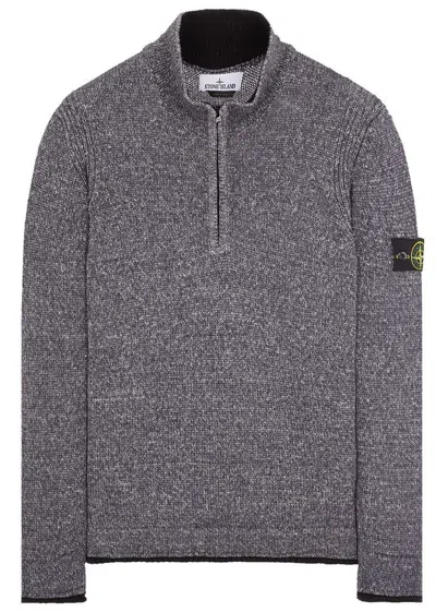 Stone Island Compass Patch Knitted Jumper In Grey