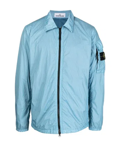 Stone Island Compass-patch Lightweight Jacket In Blue