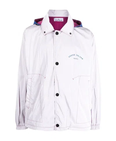 Stone Island Compass-patch Lightweight Jacket In Red
