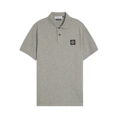 Pre-owned Stone Island Compass Patch Logo Polo 'melange Grey' | Men's Size M