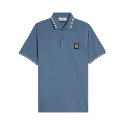 Pre-owned Stone Island Compass Patch Logo Polo Shirt 'dark Blue' | Men's Size M
