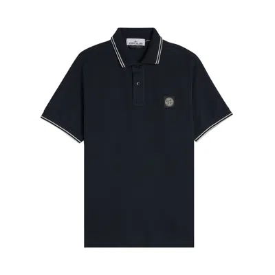 Pre-owned Stone Island Compass Patch Logo Polo Shirt 'navy Blue' | Men's Size Xxl