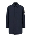 Stone Island Compass Patch Long Parka In Blue