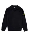 Stone Island Compass-patch Long-sleeved Hoodie In Black