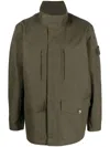 Stone Island Compass-patch Long-sleeved Jacket In 绿色