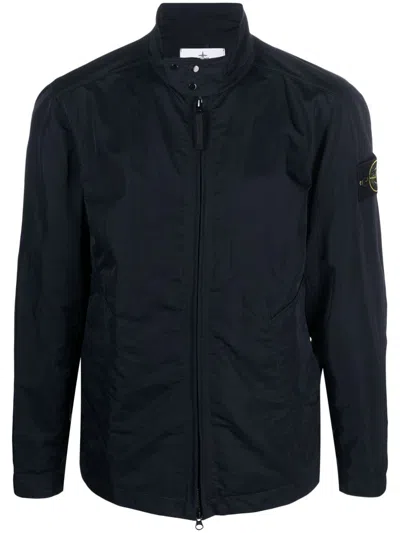 Stone Island Compass-patch Long-sleeved Jacket In Blau