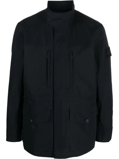 Stone Island Compass-patch Long-sleeved Jacket In Black