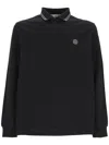 Stone Island Compass Patch Long-sleeved Polo Shirt In Blue