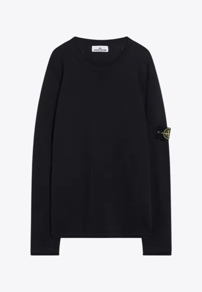 Stone Island Compass Patch Long-sleeved T-shirt In Navy