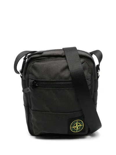 Stone Island Compass-patch Messenger Bag In Grey