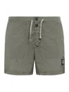 Stone Island Compass Patch Swim Shorts In Green