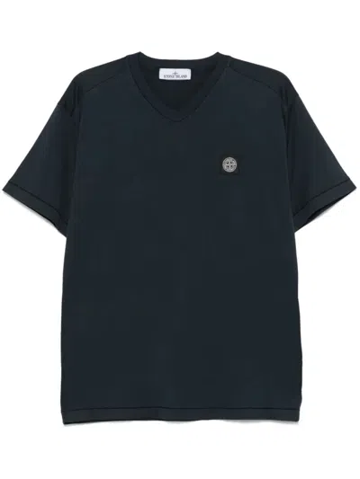 Stone Island Cotton Jersey T-shirt With Compass Patch In Black