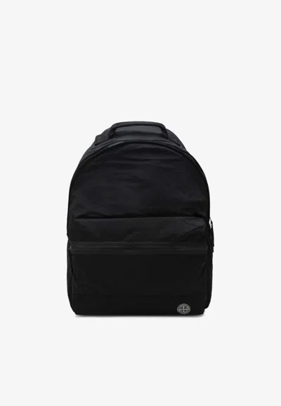Stone Island Compass Patch Nylon Backpack In Black