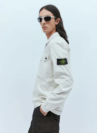 Stone Island Compass Patch Overshirt In Black