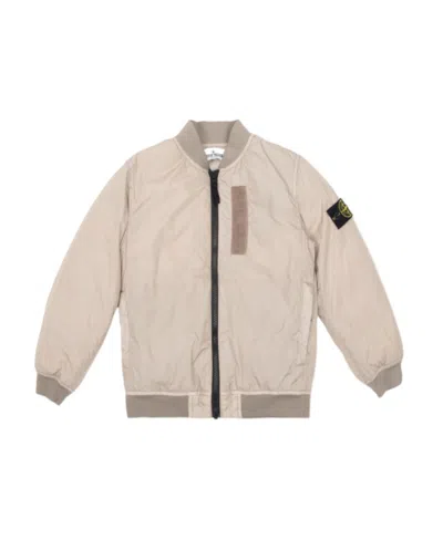 Stone Island Compass-patch Padded Bomber Jacket In Gray