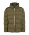 Stone Island Compass-patch Padded Down Jacket In Green
