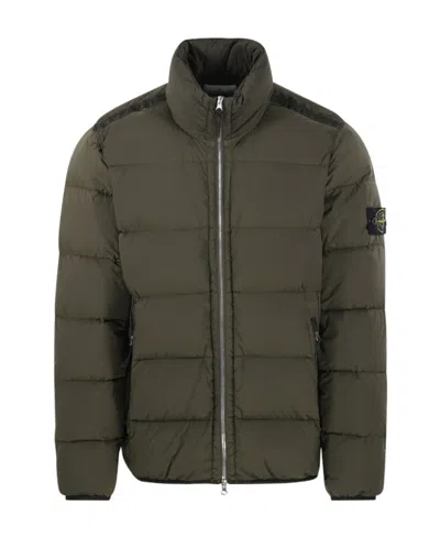 Stone Island Compass-patch Padded Down Jacket In Green