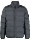 Stone Island Compass-patch Padded Down Jacket In Grey