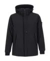Stone Island Compass-patch Padded Hooded Jacket In Black