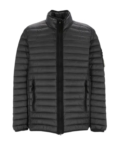 Stone Island Compass-patch Padded Jacket In Gray