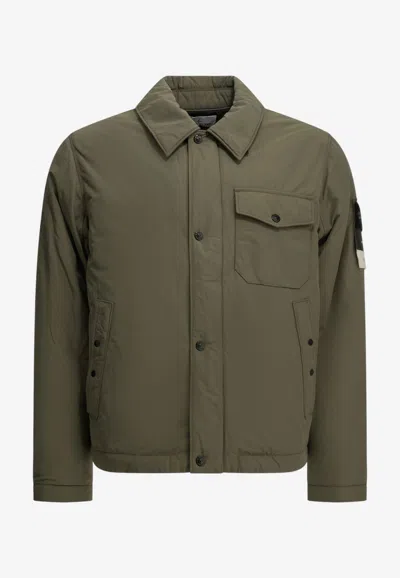 Stone Island Compass Patch Padded Jacket In Green