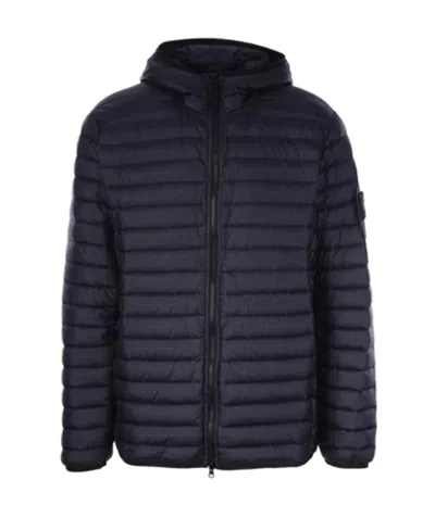 Stone Island Compass-patch Padded Short Jacket In Blue