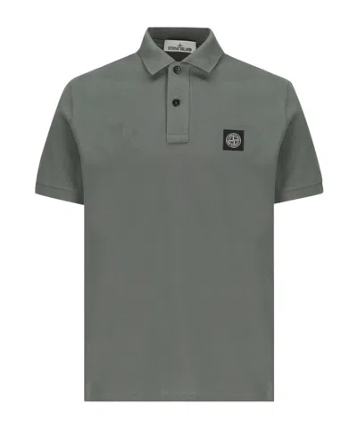 Stone Island Compass-patch Piqué Polo Shirt In Green
