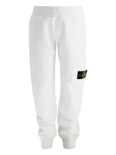 Stone Island Kids' Compass-patch Pockets Track Pants In White