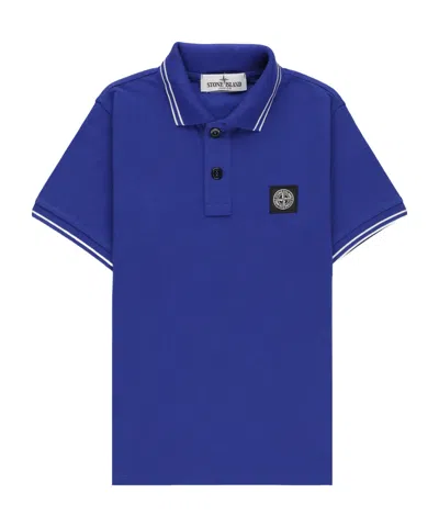 Stone Island Compass-patch Polo Shirt In Blue