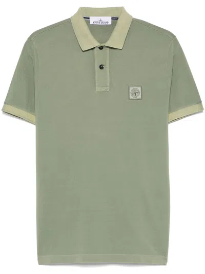 Stone Island Compass-patch Polo Shirt In Green