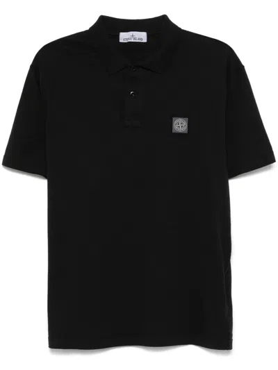 Stone Island Poloshirt Mit Kompass-patch In Schwarz