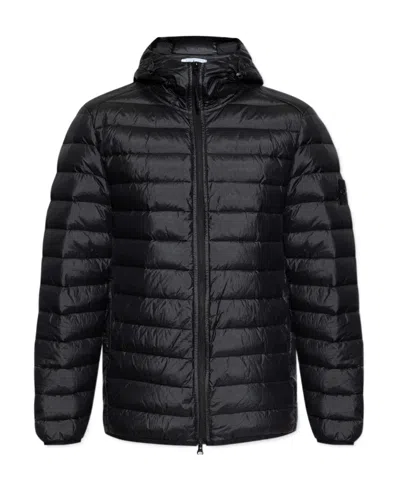 Stone Island Compass-patch Puffed Jacket In Black