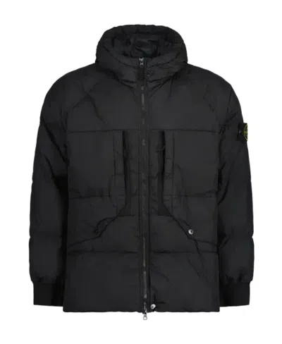 Stone Island Compass-patch Puffer Jacket In Black