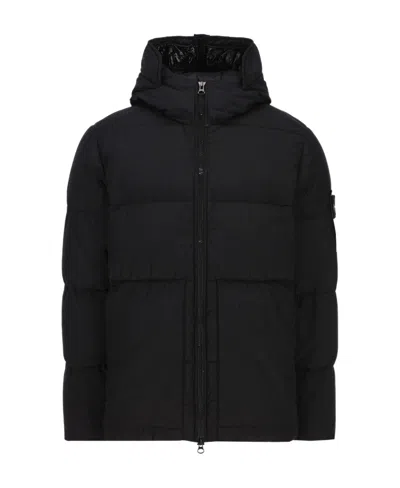 Stone Island Compass-patch Puffer Jacket In Black