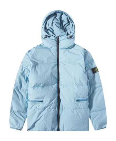 Stone Island Compass-patch Puffer Jacket In Blue