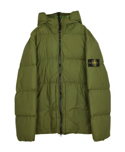 Stone Island Compass-patch Puffer Jacket In Green