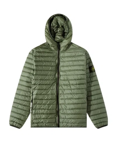 Stone Island Compass-patch Puffer Jacket In Green