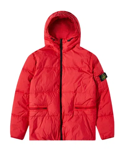 Stone Island Compass-patch Puffer Jacket In Red