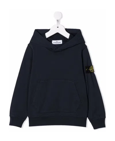 Stone Island Compass-patch Pullover Hoodie In Blue