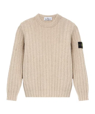 Stone Island Compass Patch Quarter-zip Sweater In Brown