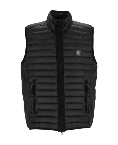 Stone Island Compass-patch Quilted Gilet In Black