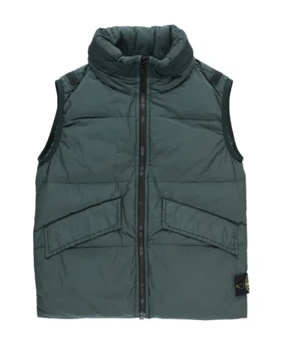 Stone Island Compass-patch Quilted Gilet In Green