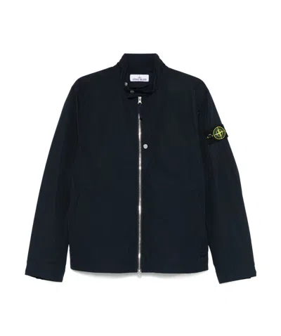 Stone Island Compass Patch Quilted Jacket In Blue