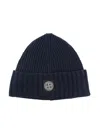 Stone Island Knitted Beanie Hat With Logo Patch Kids In Black